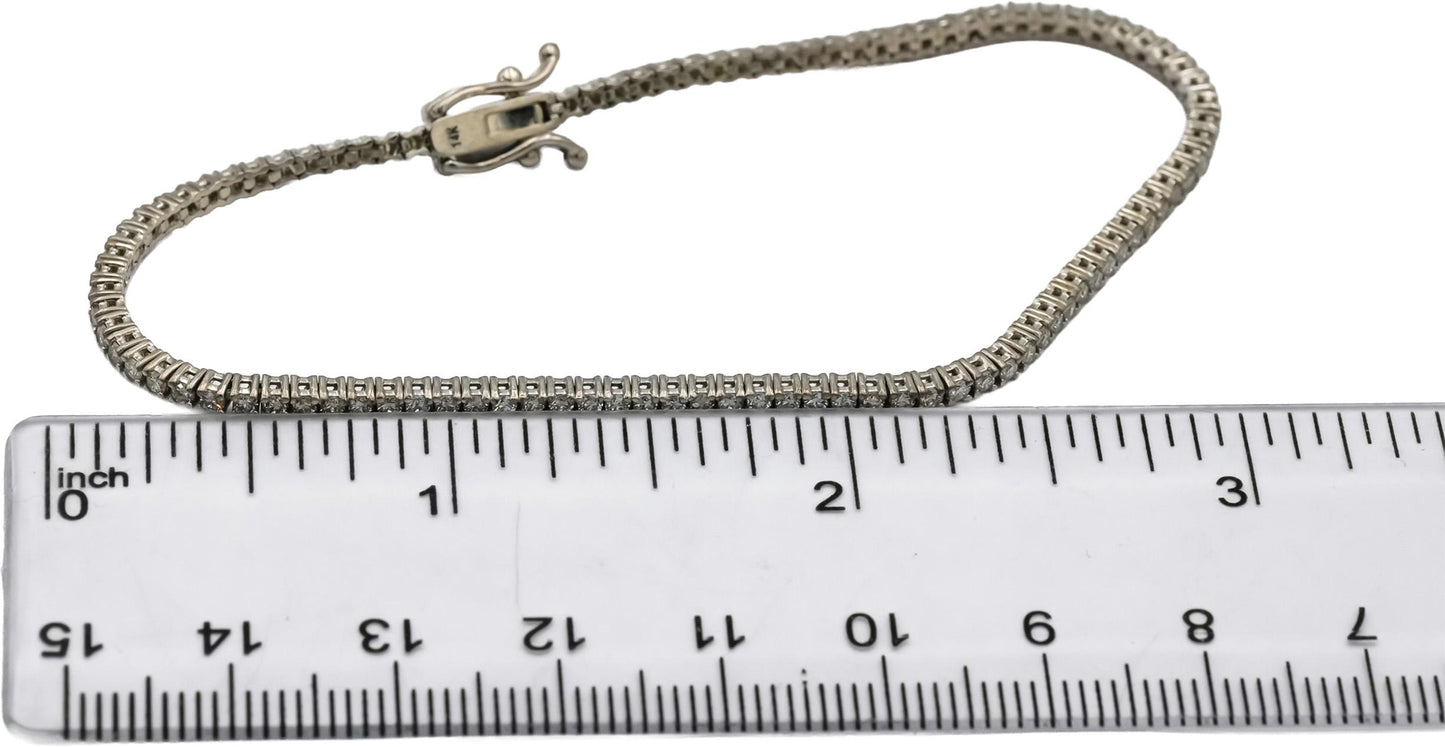 14k White Gold Round VS Diamond Tennis Bracelet 1.70CT