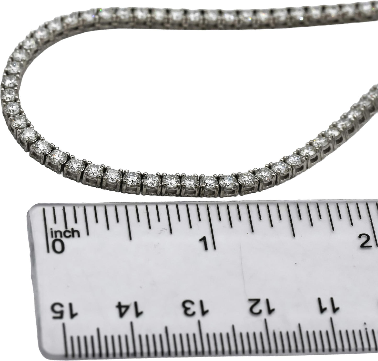 14k White Gold VS Round Lab-Grown Diamond Tennis Necklace 10.81CT