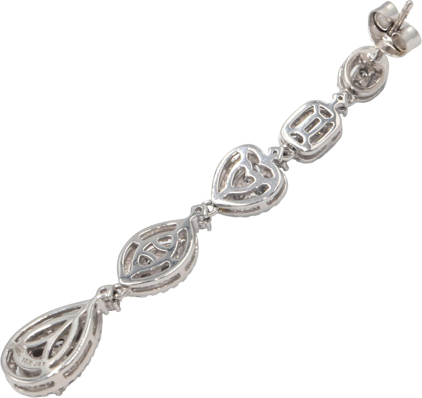 10k White Gold Diamond Cluster Drop Dangle Stud Earrings 1.50CT