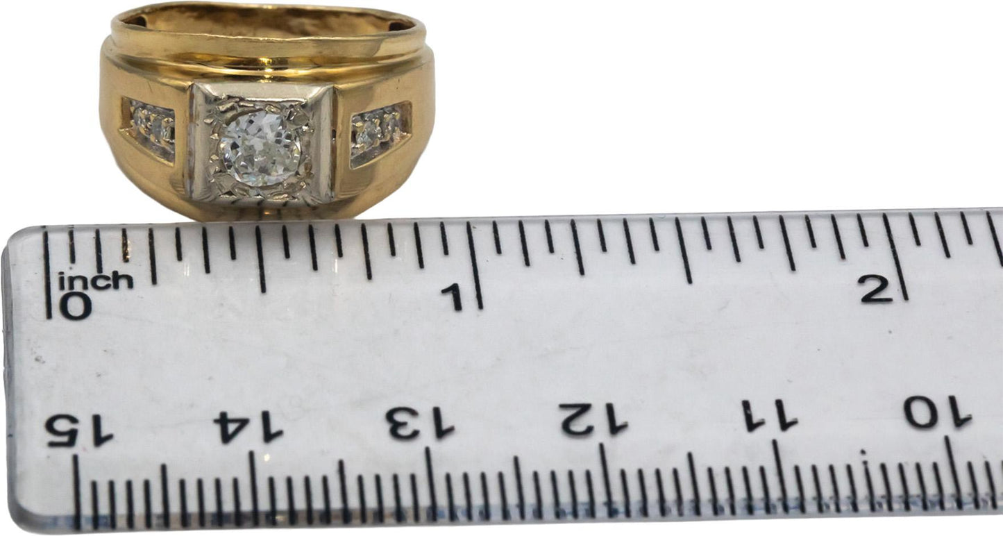 14k Yellow Gold Round Diamond Ring 0.50CT w/ 0.45CT Center Size 7.75
