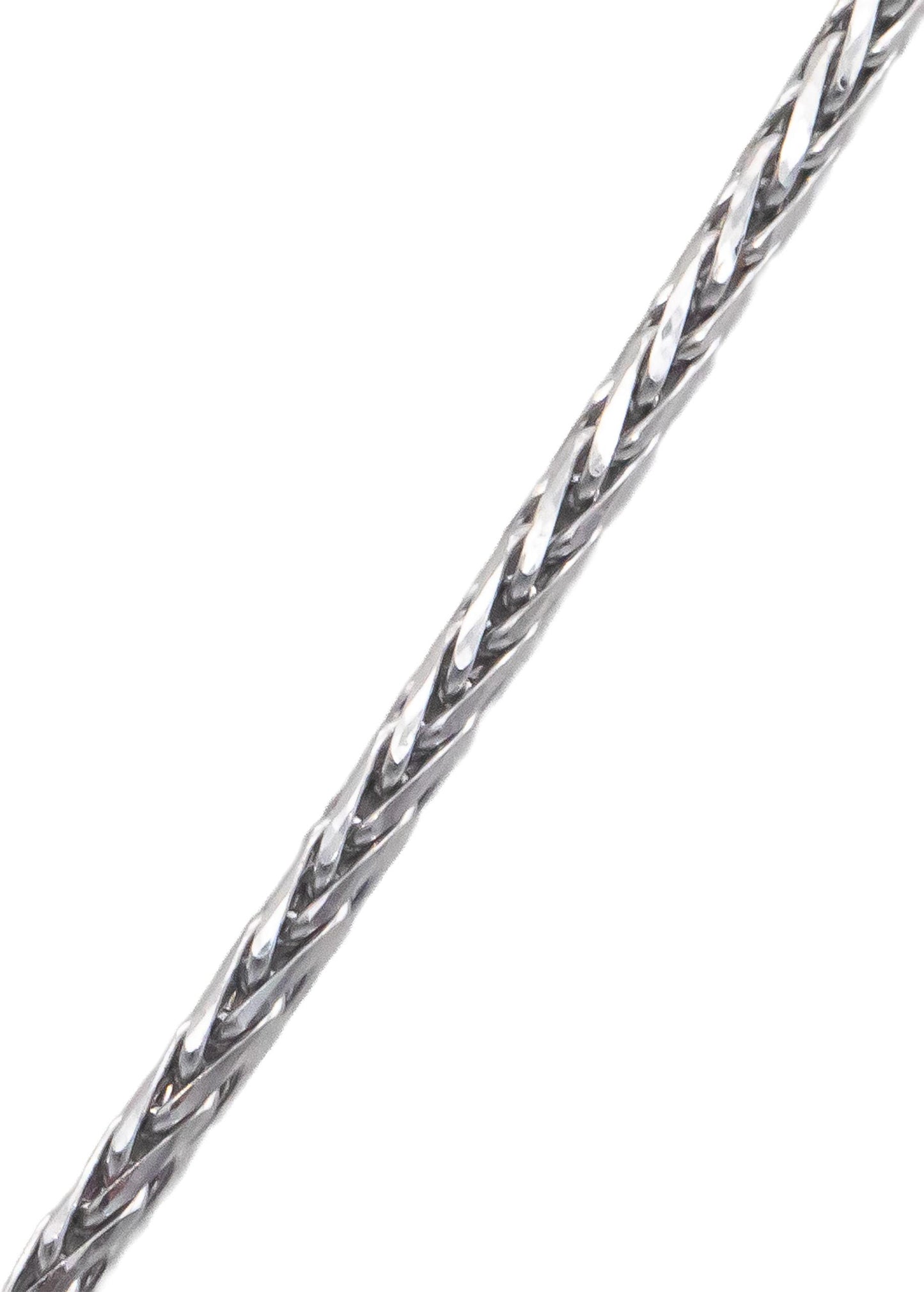 14k White Gold 22" Long Wheat Link Necklace Chain w/ Adjustable Length Clasp