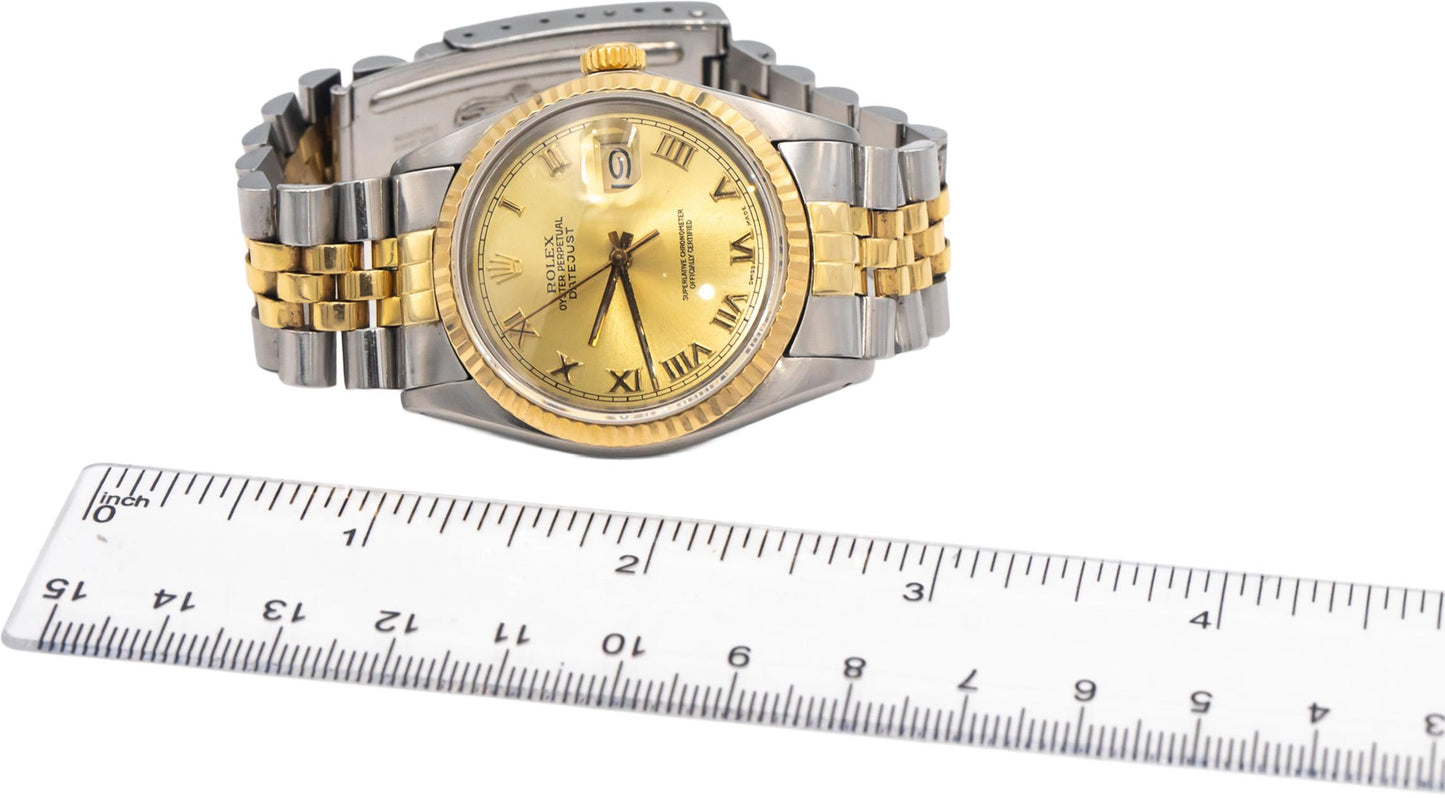 ROLEX Stainless Steel & 18k Yellow Gold 16013 Datejust 36mm Automatic Watch