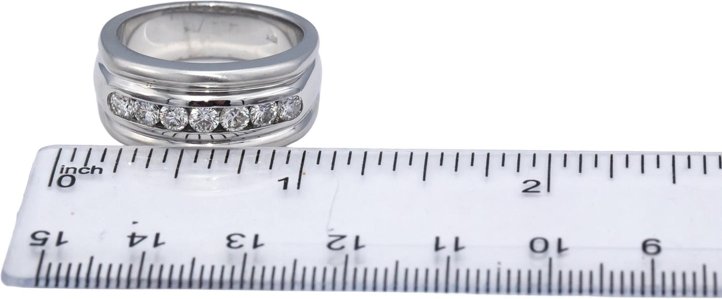 18k White Gold VS Round Channel Set Diamond Men's Band Ring 0.70CT Size 9.25
