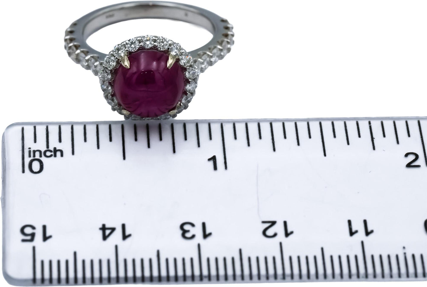 Platinum Cabochon Star Ruby and Diamond Cocktail Ring 5.42CTW Size 6.5