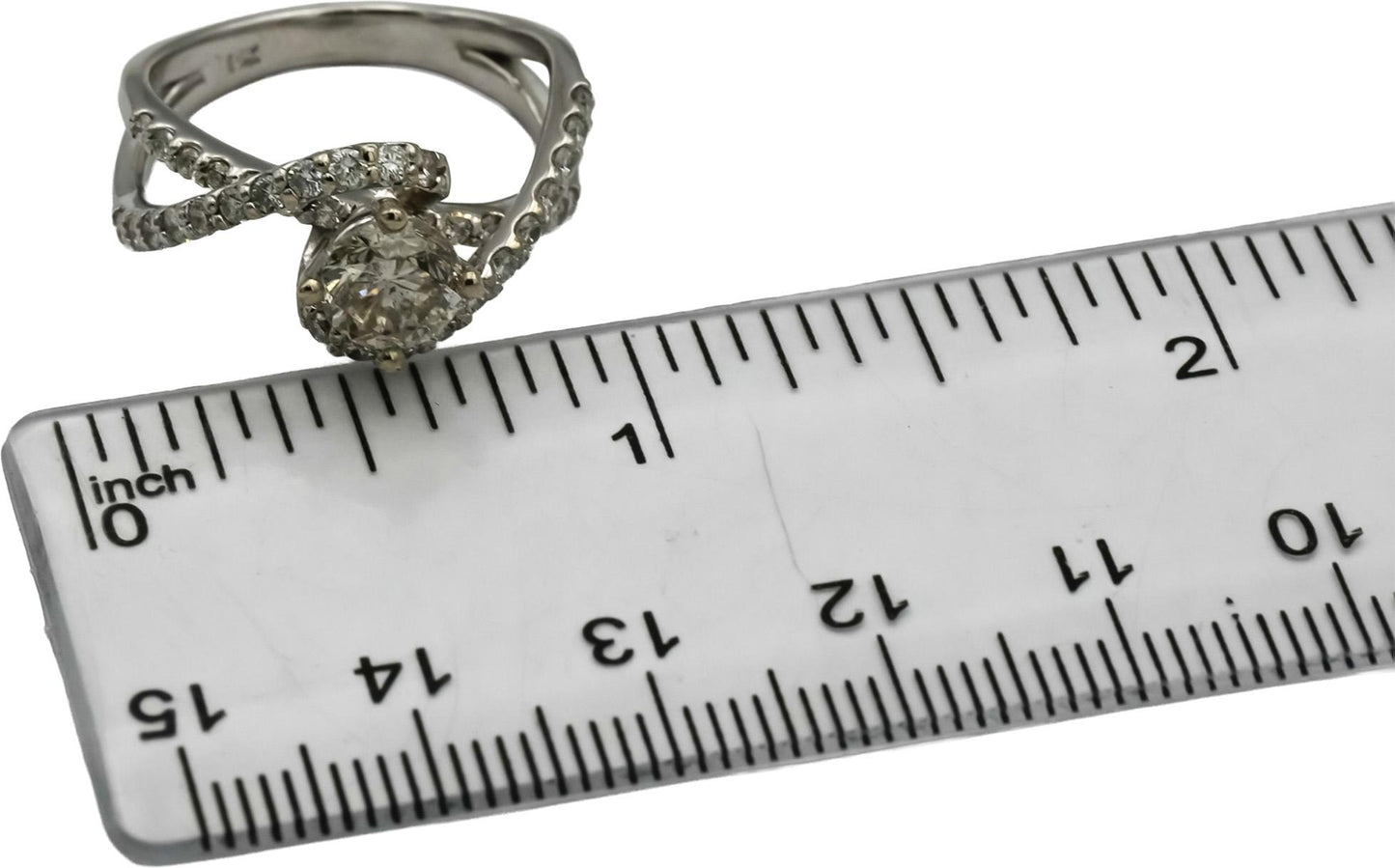 14k White Gold Round Diamond Engagement Ring 1.61CT w/ 1.11CT Center Size 7