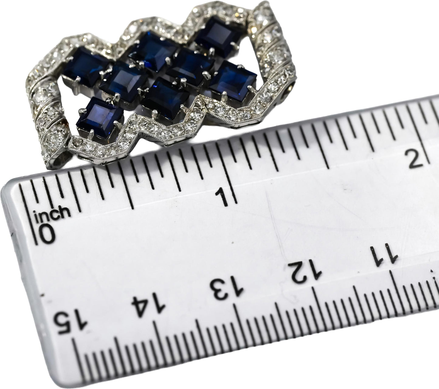 Vintage Antique Platinum VS Diamond and Sapphire Pendant 5.10CT