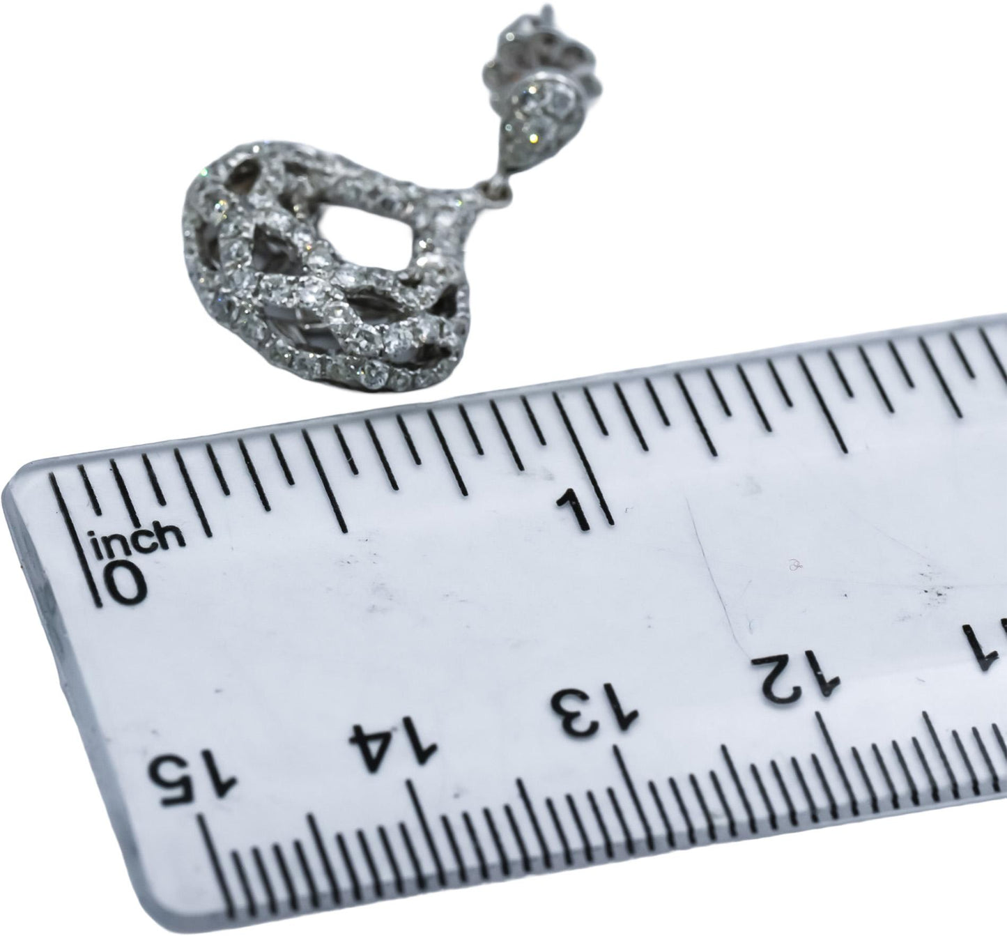 18k White Gold Round Diamond Drop Dangle Earrings 2.0CT