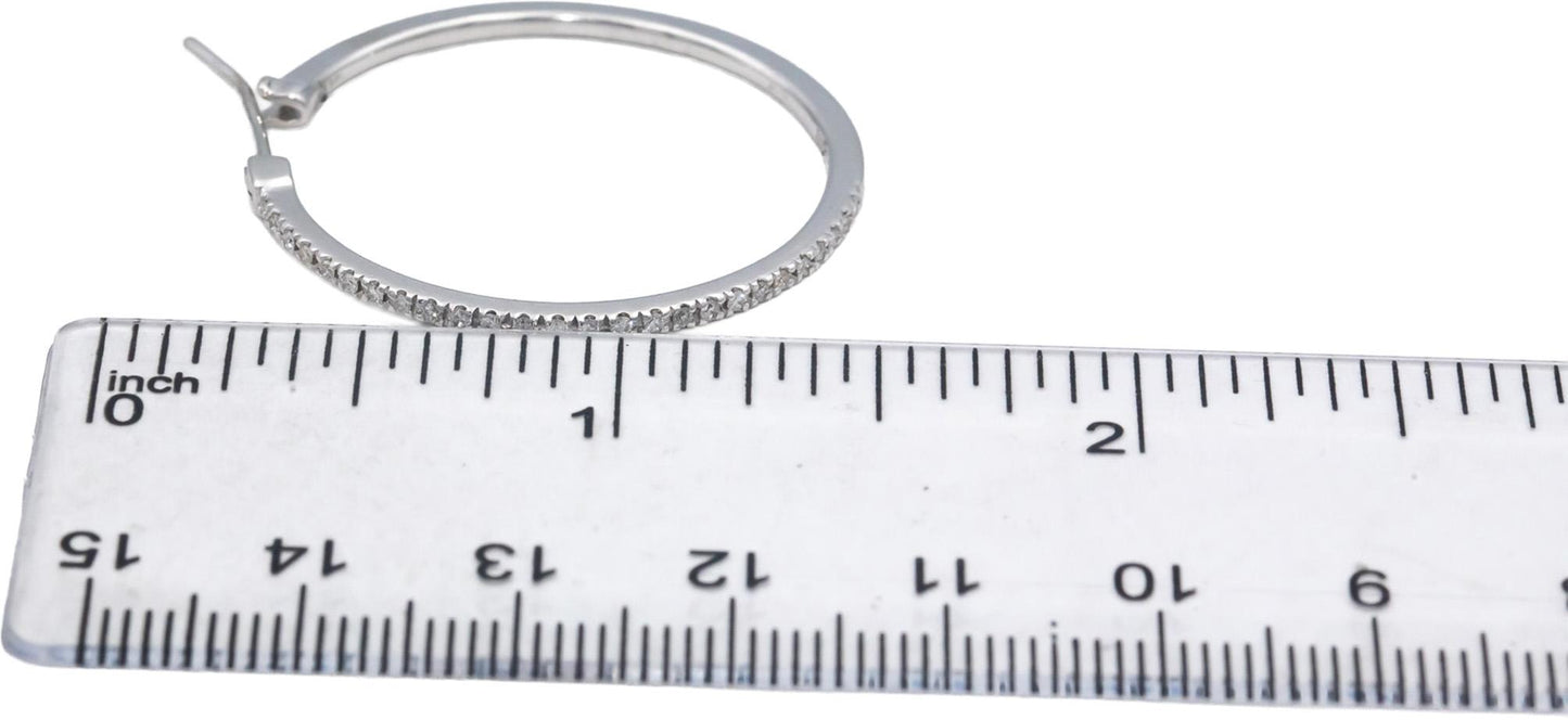 14k White Gold Jewelry 0.50CT Round Cut Diamond Hoop Earrings