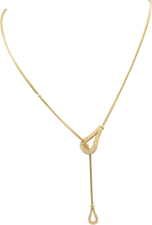 DI MODOLO Diamond 18k Yellow Gold Tempia Double Teardrop Necklace .50CT