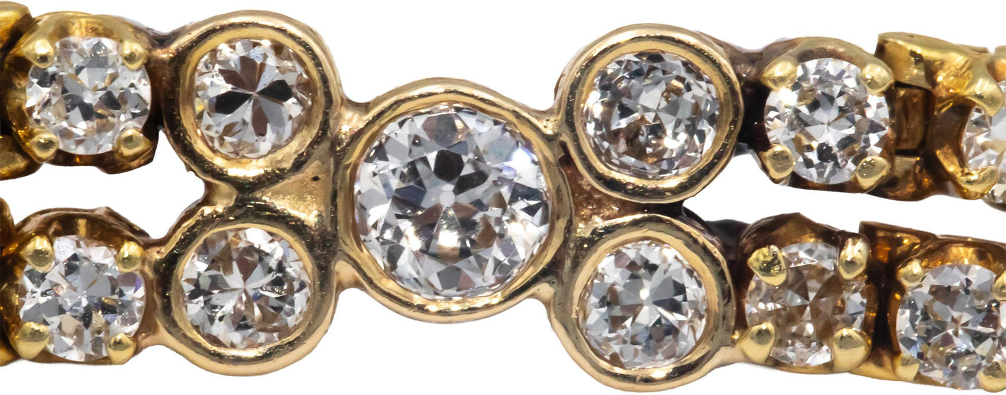 18k Yellow Gold VS Round Cut Diamond Two Chain Tennis Bracelet 4.0CT