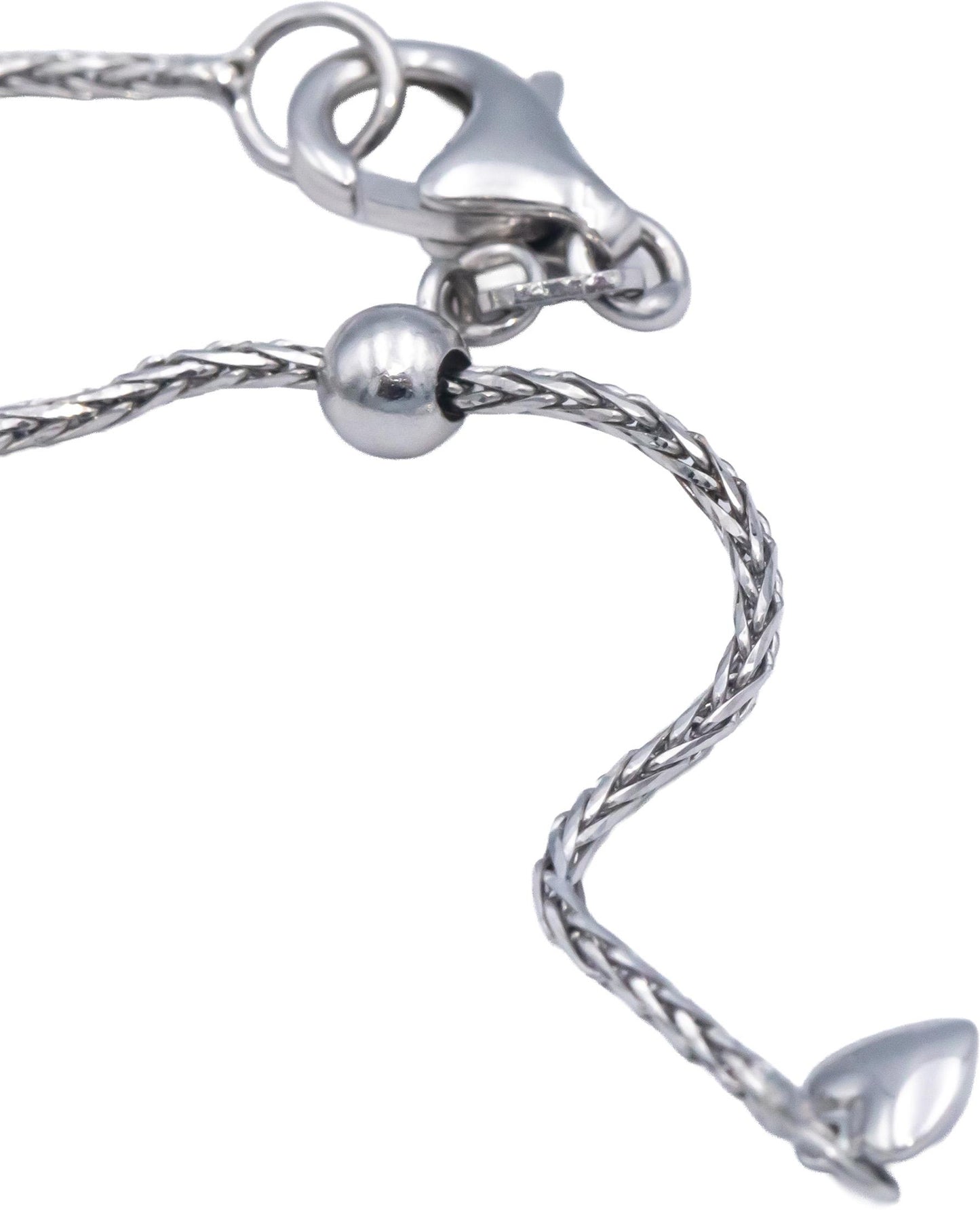 14k White Gold 22" Long Wheat Link Necklace Chain w/ Adjustable Length Clasp