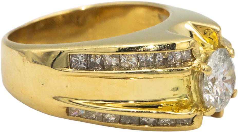 18k Gold Round Princess Diamond Men's Ring 3.15CT w/1.60CT Center Size 9.25