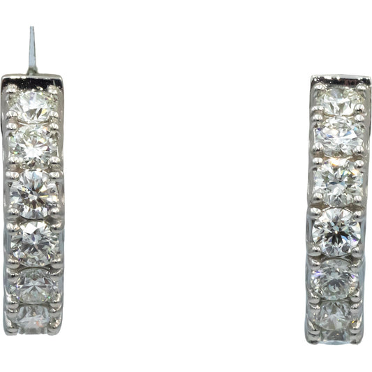 14k White Gold VS Round Diamond Inside Out Circle Hoop Earrings 4.43CT
