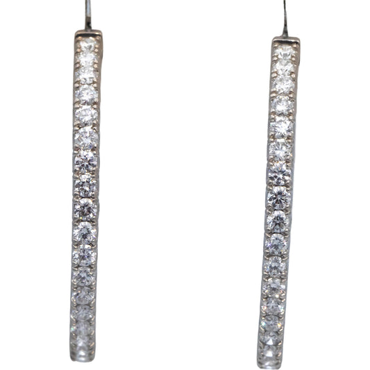 18k White Gold VS Round Diamond Oval Inside Out Hoop Earrings 5.75CT