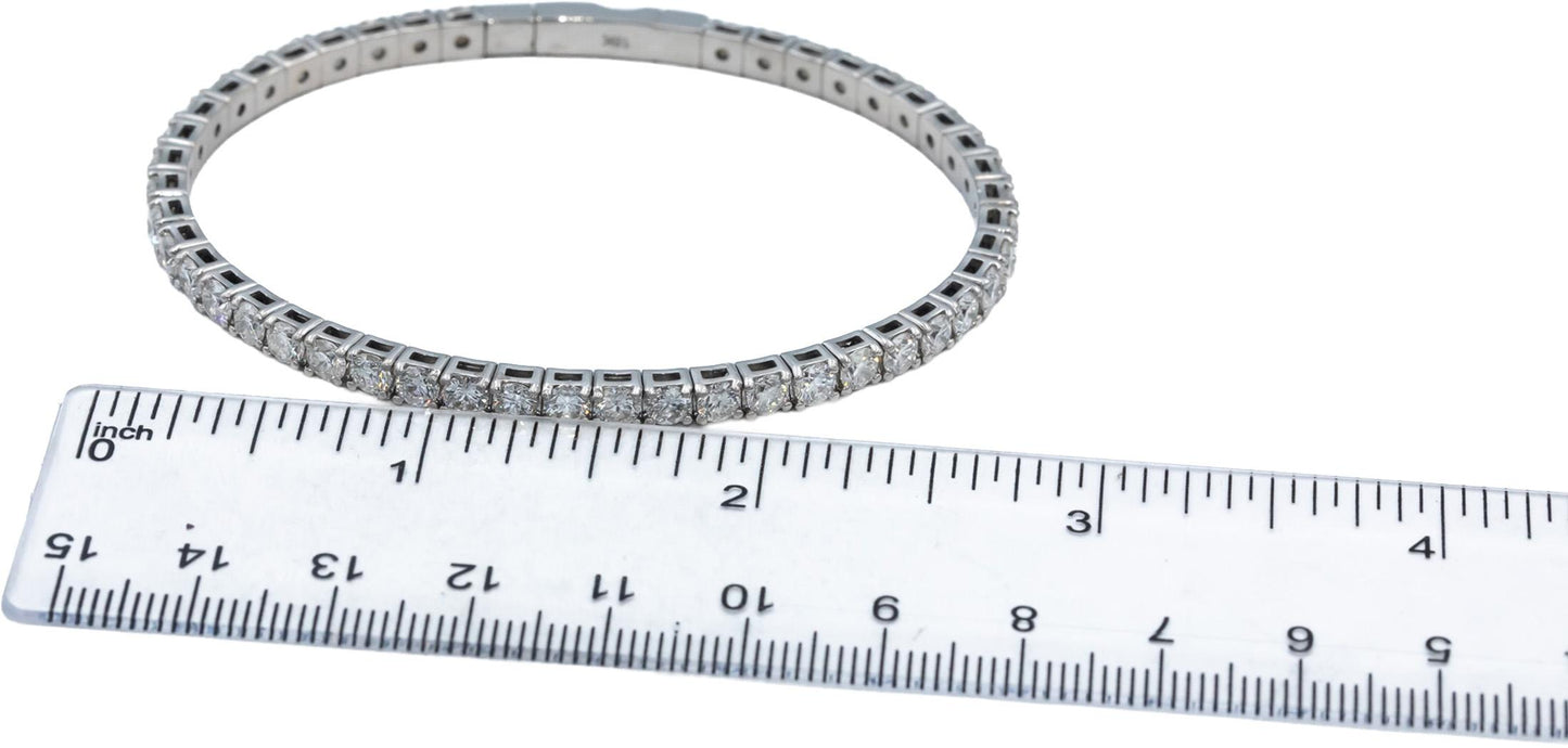 18k White Gold VS Round Diamond Flexible Bangle Bracelet 7.96CT