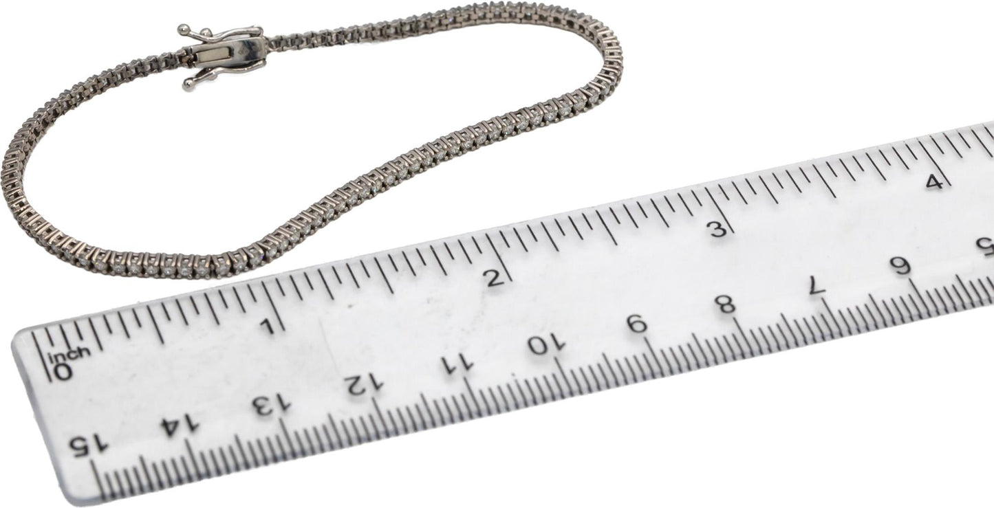 14k White Gold Round Diamond Tennis Bracelet 1.62CT