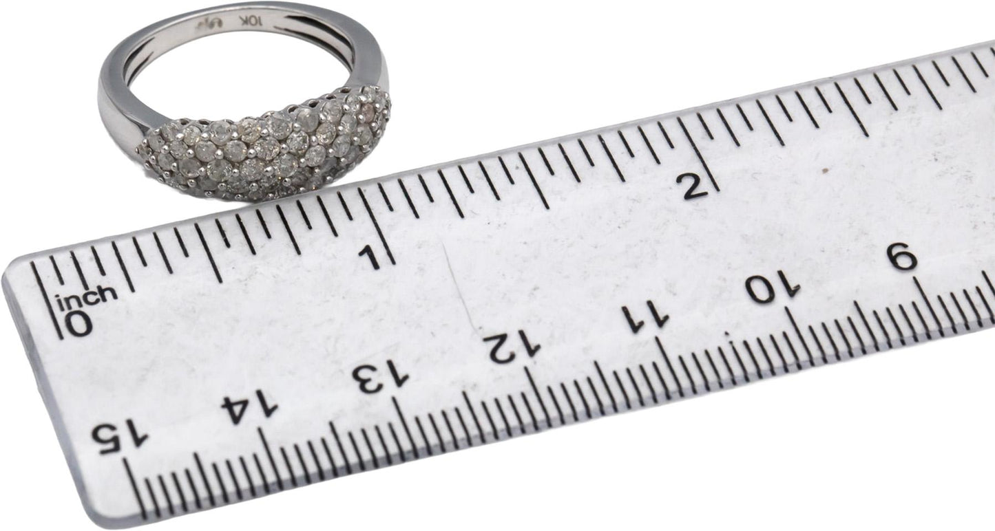 10k White Gold Round Diamond Cluster Band Ring 0.75CT Size 7