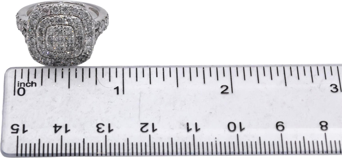 10k White Gold Round Diamond Cluster Cocktail Ring 2.0CT Size 7