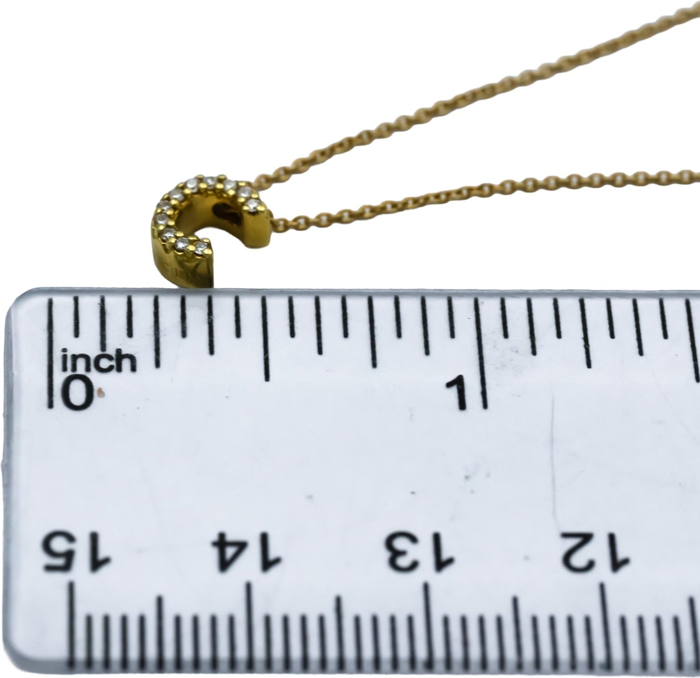ROBERTO COIN 18k Gold Diamond Tiny Treasures Letter "C" Pendant Necklace .03CT