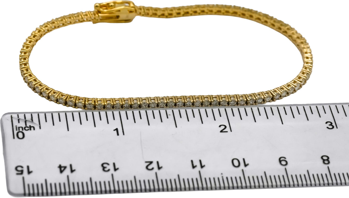14k Yellow Gold Round Natural Diamond Tennis Bracelet 1.95CT