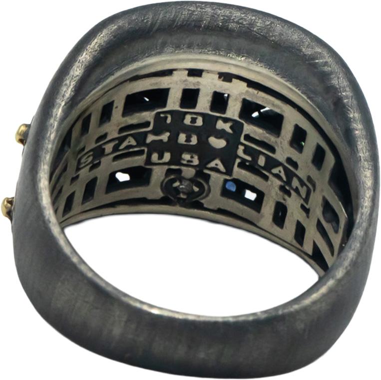 STAMBOLIAN 18k Gold & Sterling Silver 0.70CT Multi-Gem Flower Ring Size 10