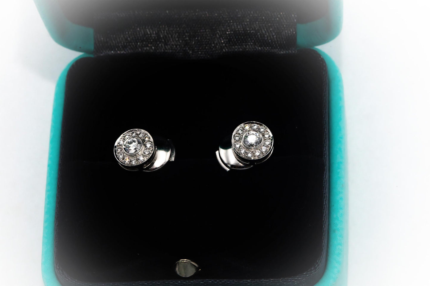 TIFFANY & CO Platinum 0.30CT Diamond Circlet Stud Earrings w/Box $4300 Retail