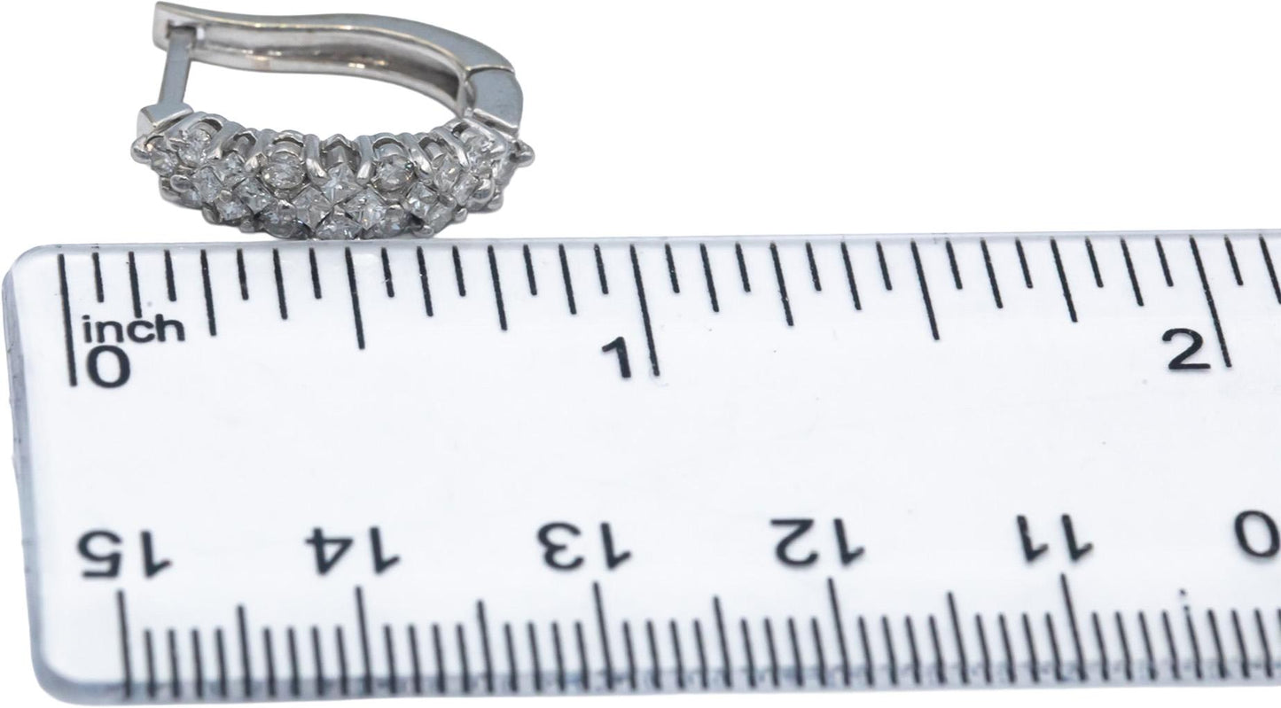 Round Diamond 14k White Gold Jewelry Cluster Curved Earrings 1.0CT