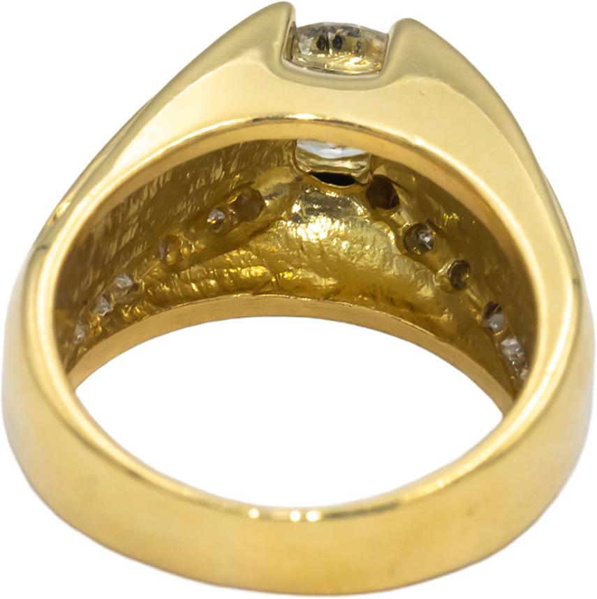 18k Gold Round Princess Diamond Men's Ring 3.15CT w/1.60CT Center Size 9.25