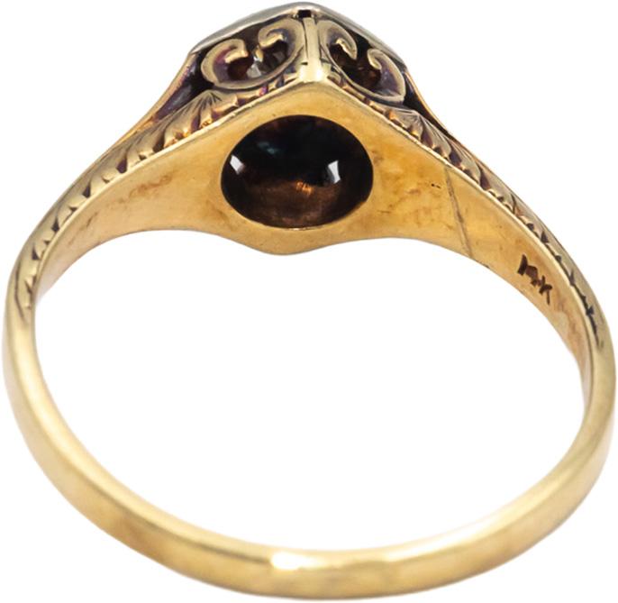 Vintage Antique 14k Yellow Gold Old European Diamond Filigree Ring 0.20CT Size 8
