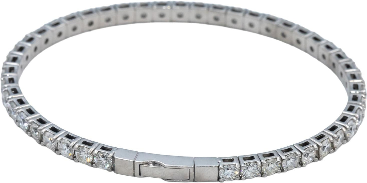 18k White Gold VS Round Diamond Flexible Bangle Bracelet 7.96CT