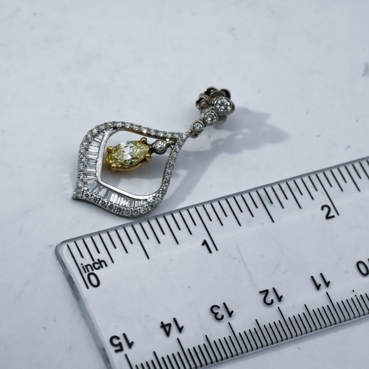 14k White & Yellow Gold VS White and Light Yellow Diamond Dangle Earrings 2.35CT