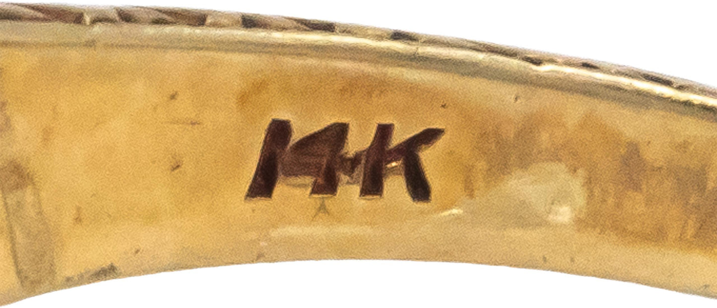 Vintage Antique 14k Yellow Gold Old European Diamond Filigree Ring 0.20CT Size 8