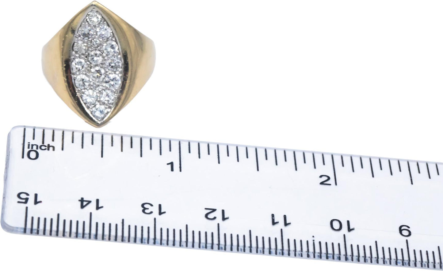 14k Yellow & White Gold VS Round Cut Diamond Cluster Cocktail Ring 0.70CT Size 6