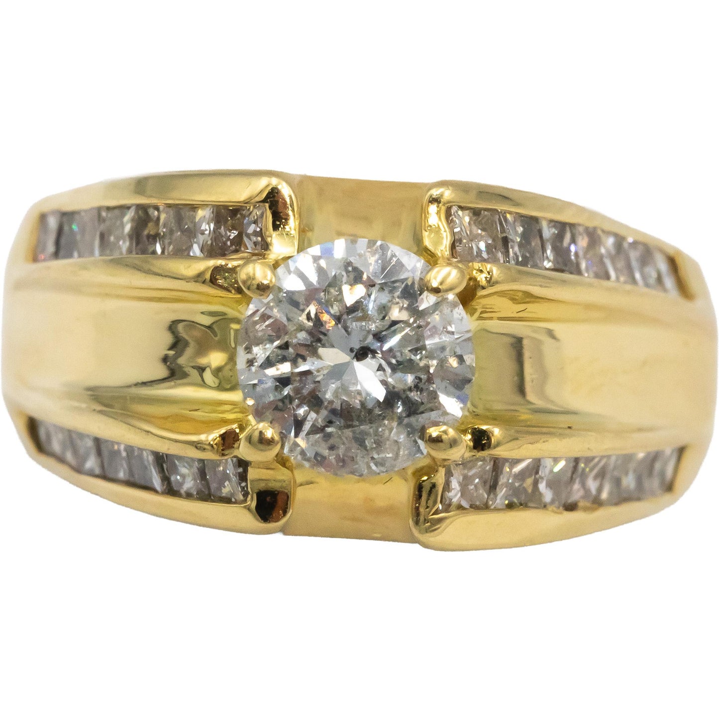 18k Gold Round Princess Diamond Men's Ring 3.15CT w/1.60CT Center Size 9.25