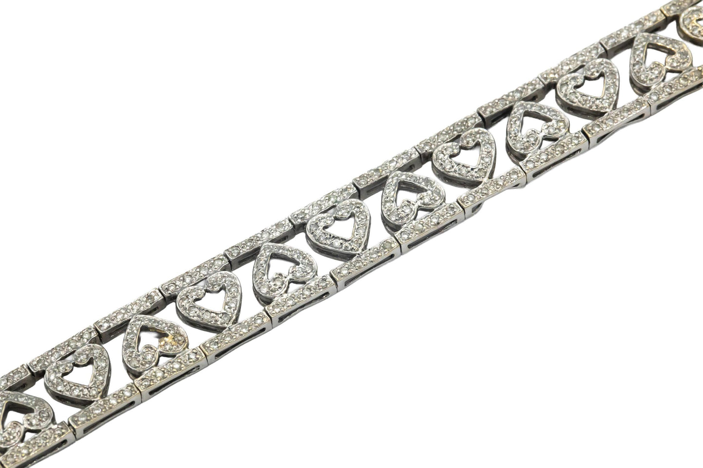 18k White Gold Jewelry Round Diamond Heart Bracelet 1.92CT