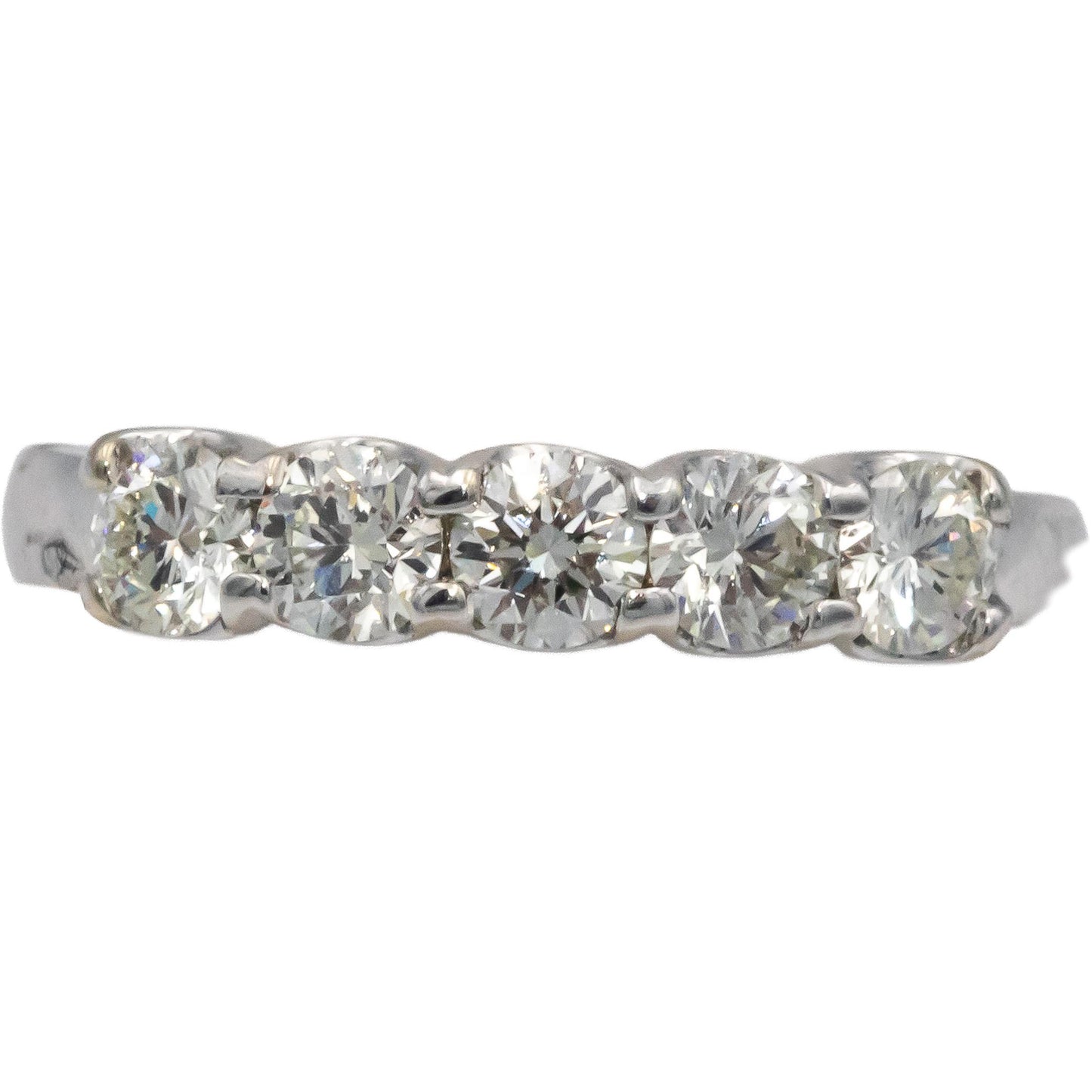 18k White Gold 1.01CT Diamond Five Stone Anniversary Band Ring Size 6.5
