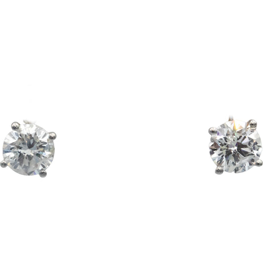 14k White Gold Jewelry Round Natural Diamond Stud Earrings 2.14CT