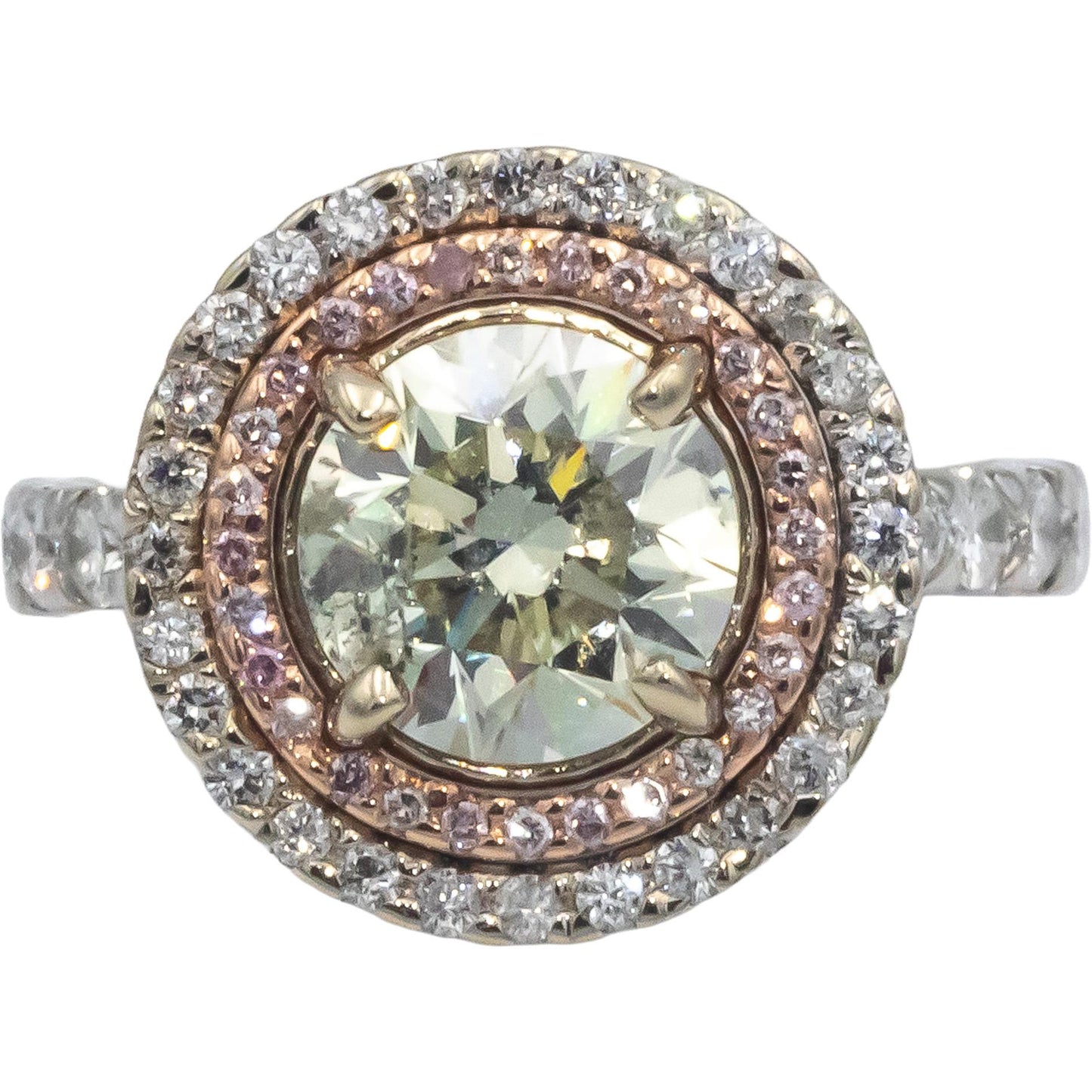 18k White Gold 2.79CT Diamond Halo Ring w/ 2.03CT Center Size 7