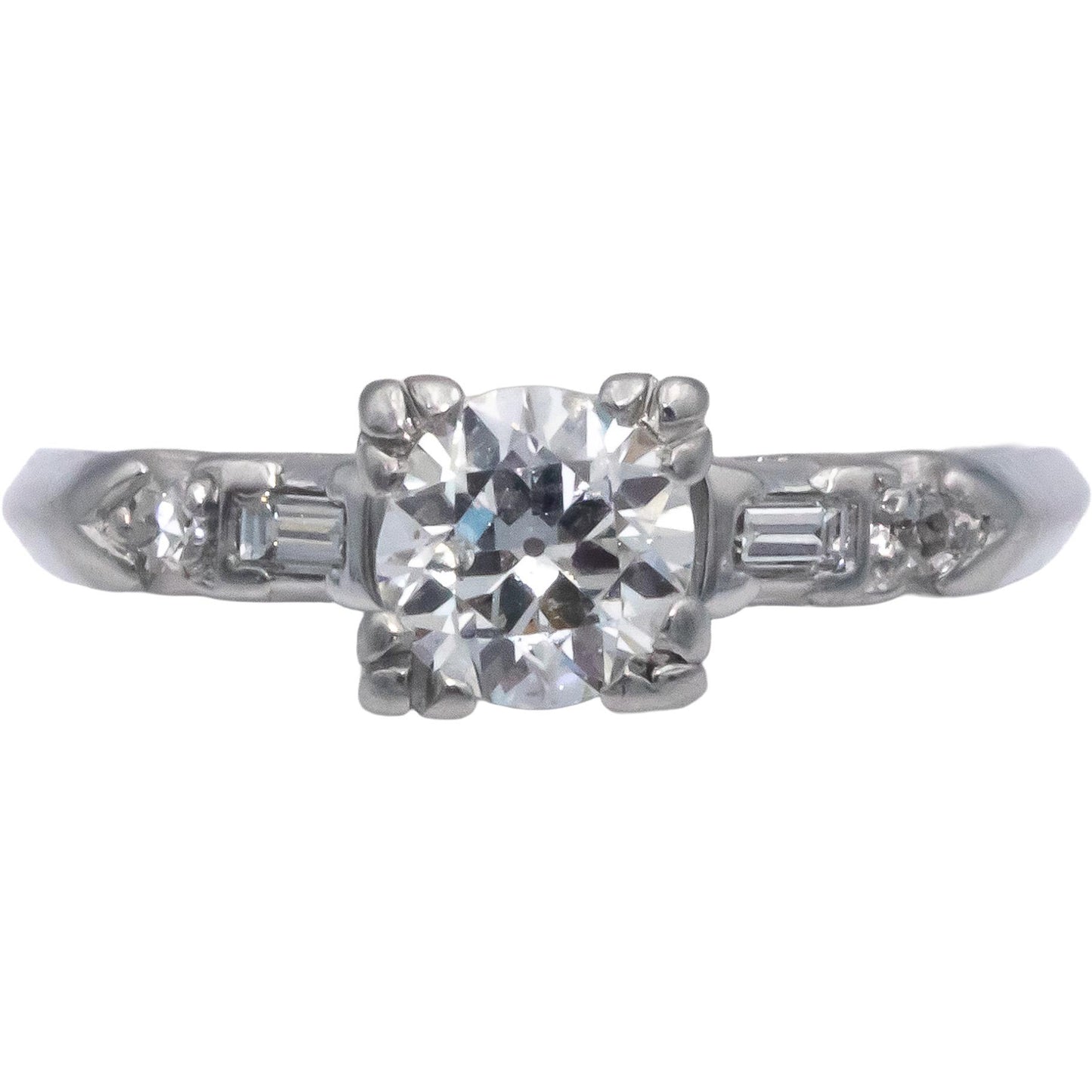 Vintage Antique Platinum 0.60CT Diamond Ring Size 7 w/ .55CT Old Euro Cut Center