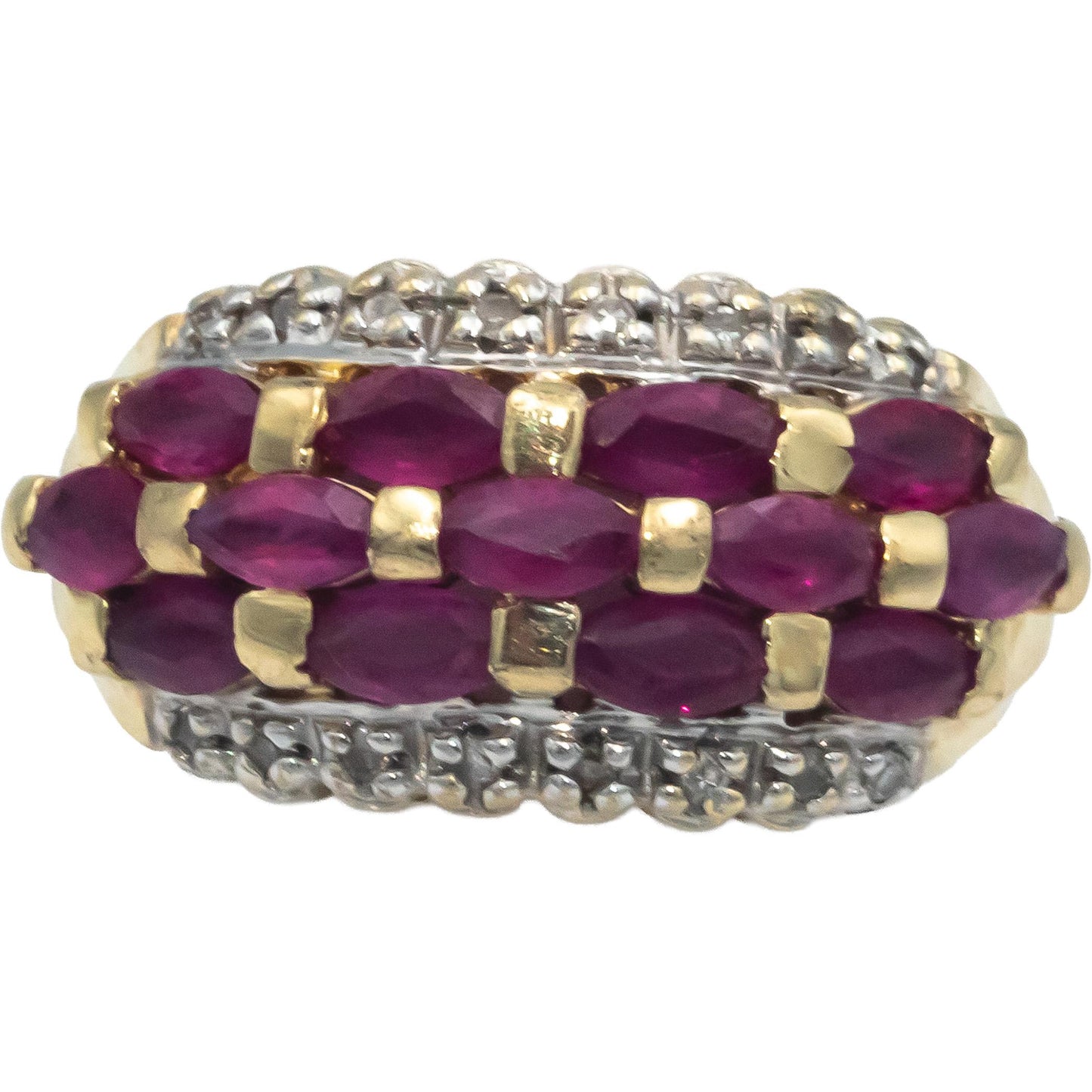 14k Yellow Gold Diamond and Ruby Cocktail Ring 1.33CT Size 7.5