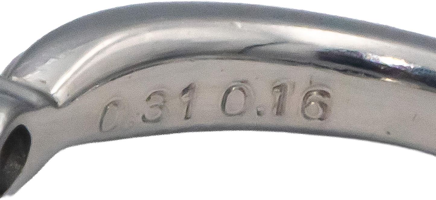 Platinum 0.47CT Diamond and Emerald Band Ring Size 6