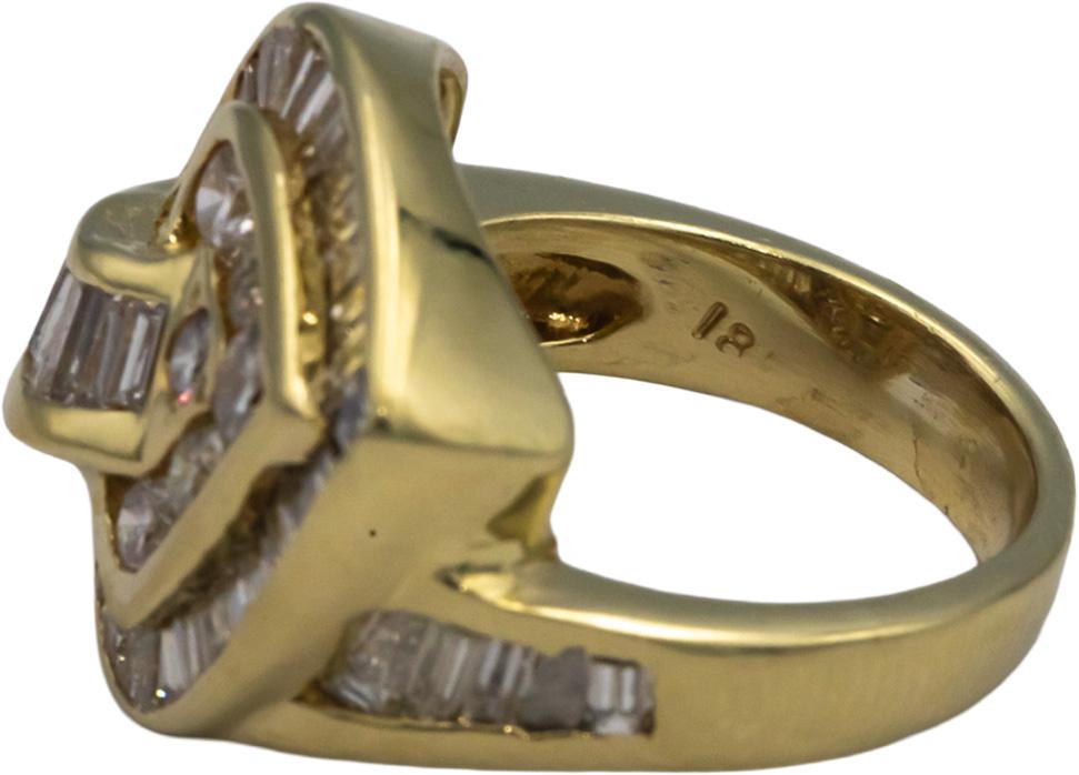 18k Yellow Gold VS Diamond Heart Cluster Cocktail Ring 2.50CT Size 6.75