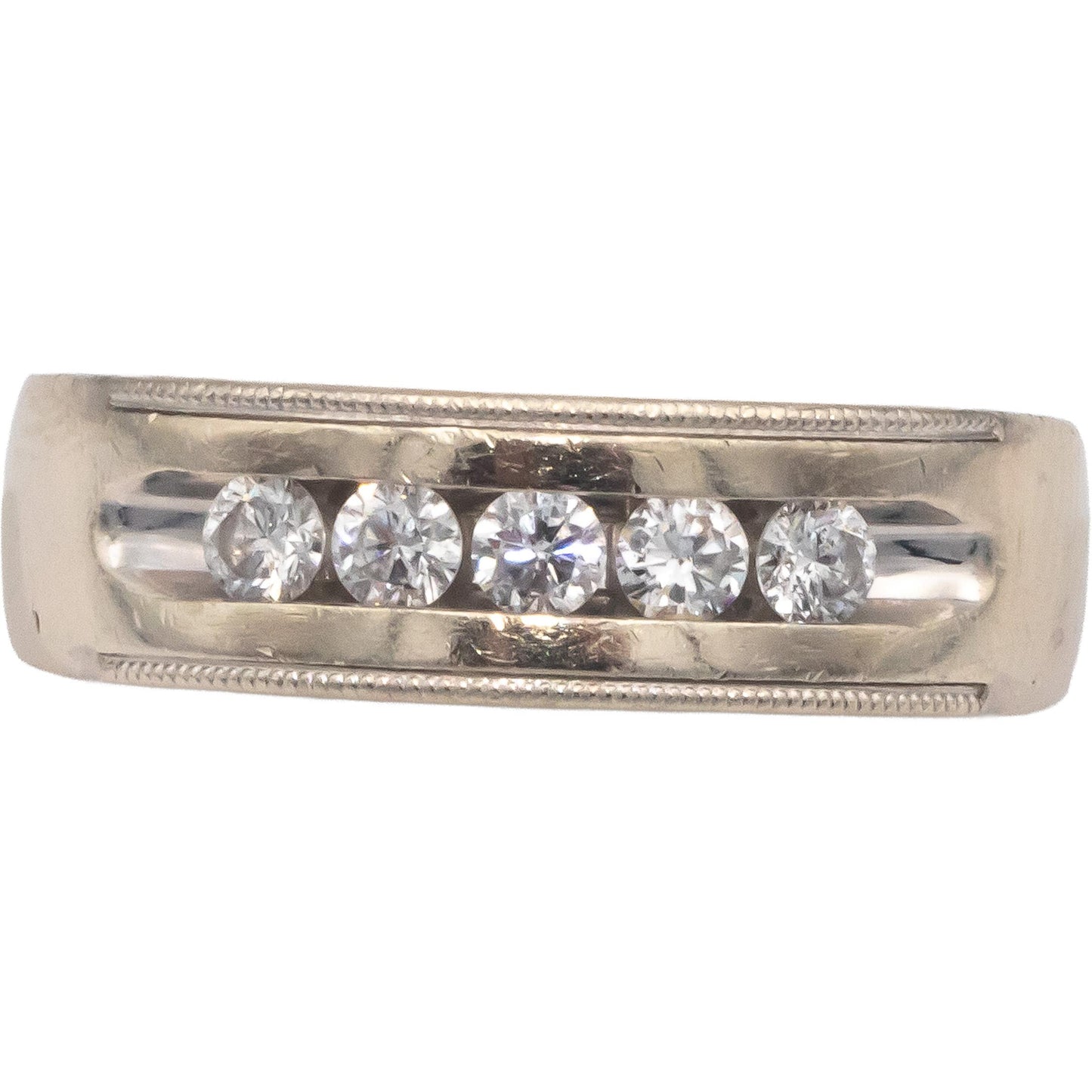 14k White Gold 0.50CT Round Cut Diamond Wedding Band Ring Size 9.75