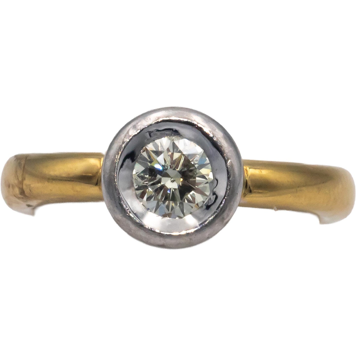 WEMPE 18k White and Yellow Gold 0.45CT Diamond Solitaire Ring Size 6.75