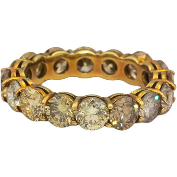 18k Yellow Gold 5.15CT Mixed Colors Diamond Eternity Band Ring Size 6.5