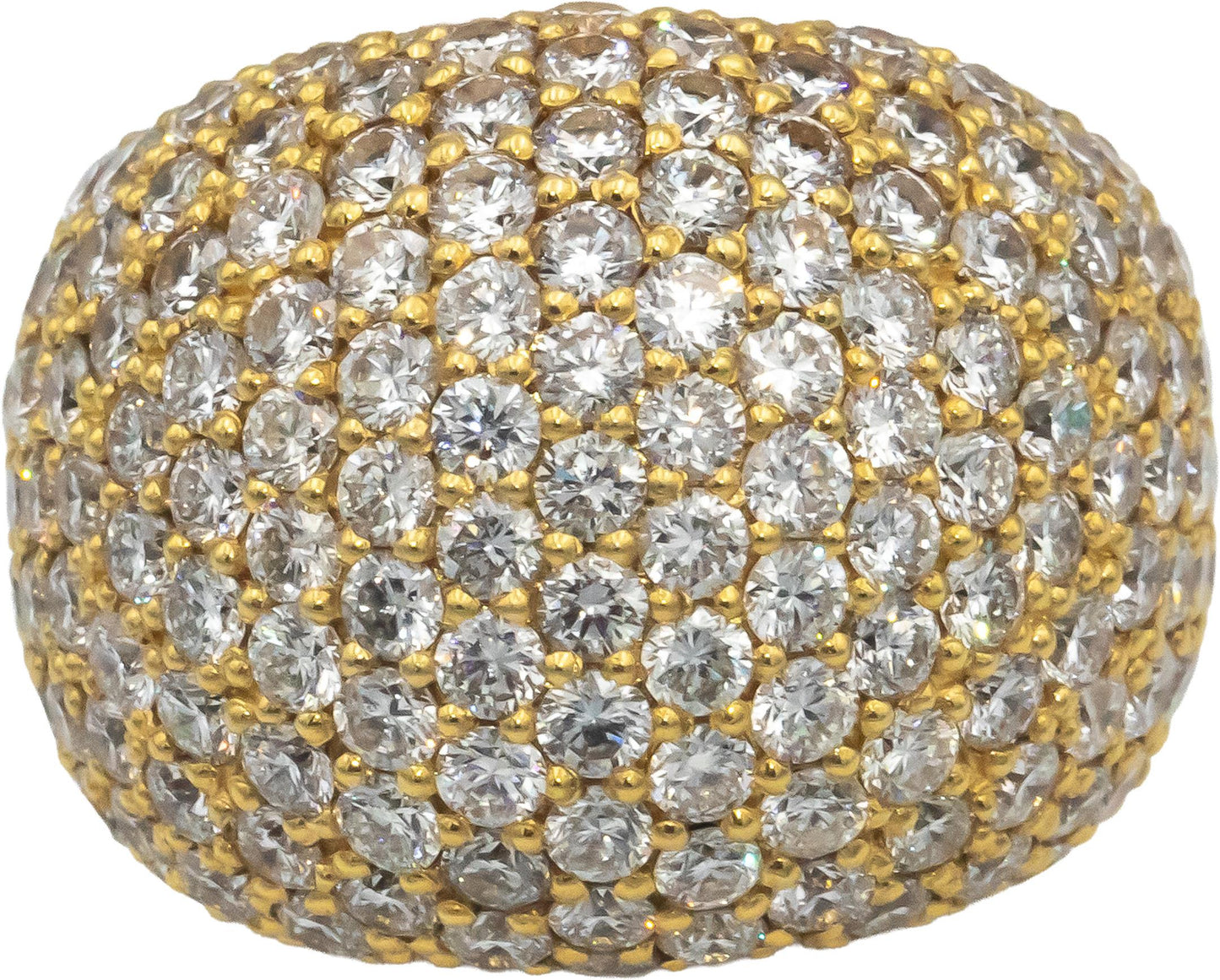 14k Yellow Gold Round Cut Lab Grown Cluster Pave Dome Ring 8.0CT Size 7.75