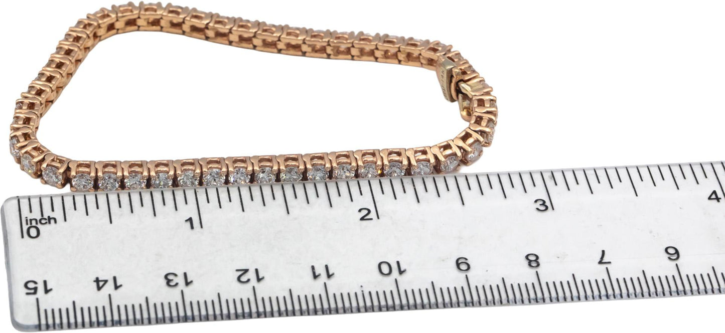 14k Rose Gold Round Lab Grown Diamond Tennis Bracelet 5.50CT