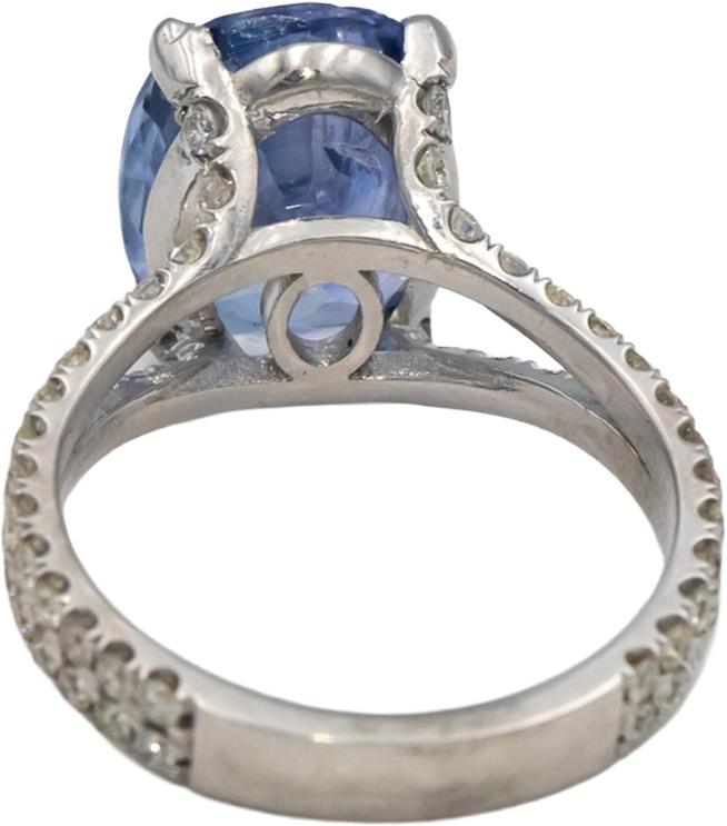 18k White Gold VS Diamond and Blue Sapphire Ring 6.91CT Size 6
