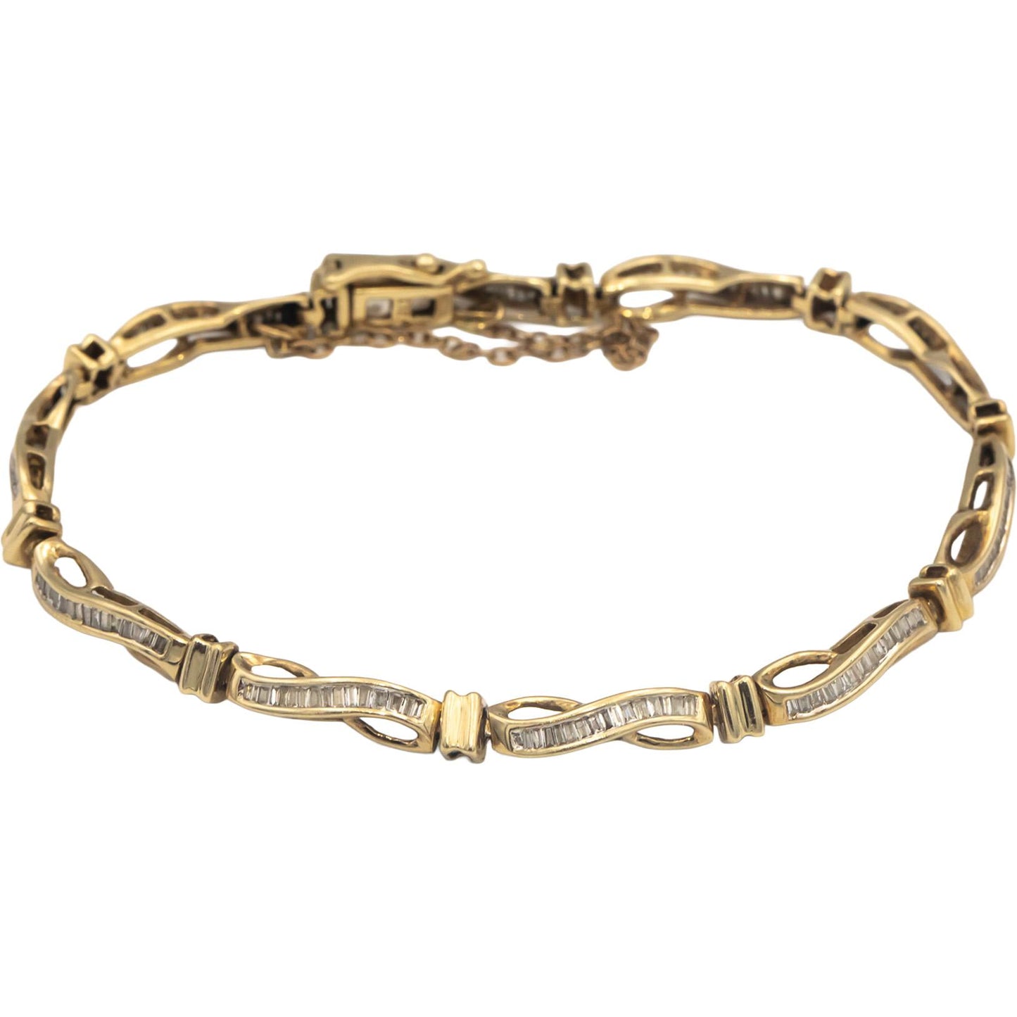 10k Yellow Gold Jewelry 1.0CT Baguette Channel Set Diamond Fancy Link Bracelet