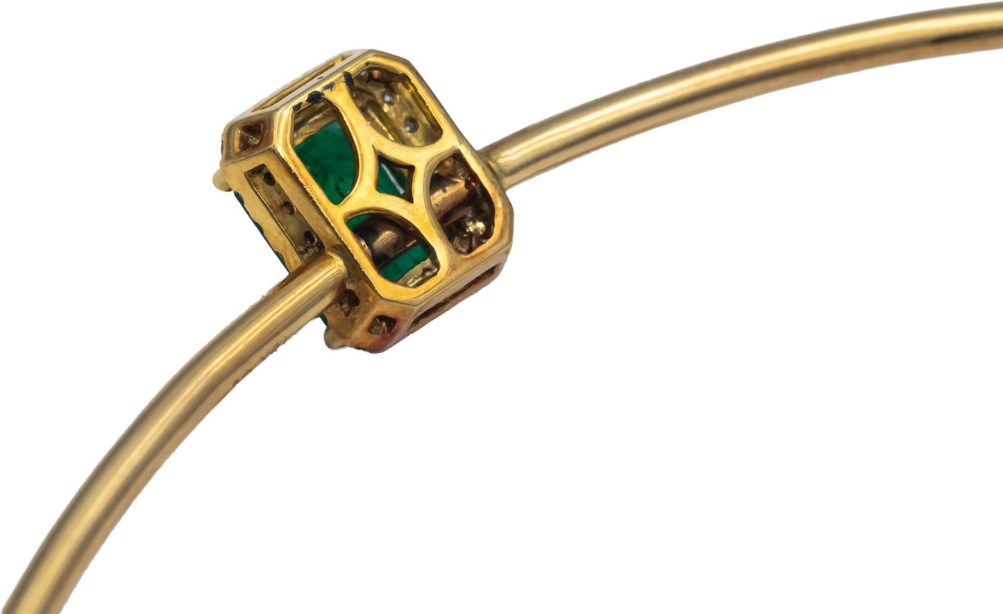 18k Yellow Gold 2.0CT VS Diamond and Emerald Choker Collar Necklace